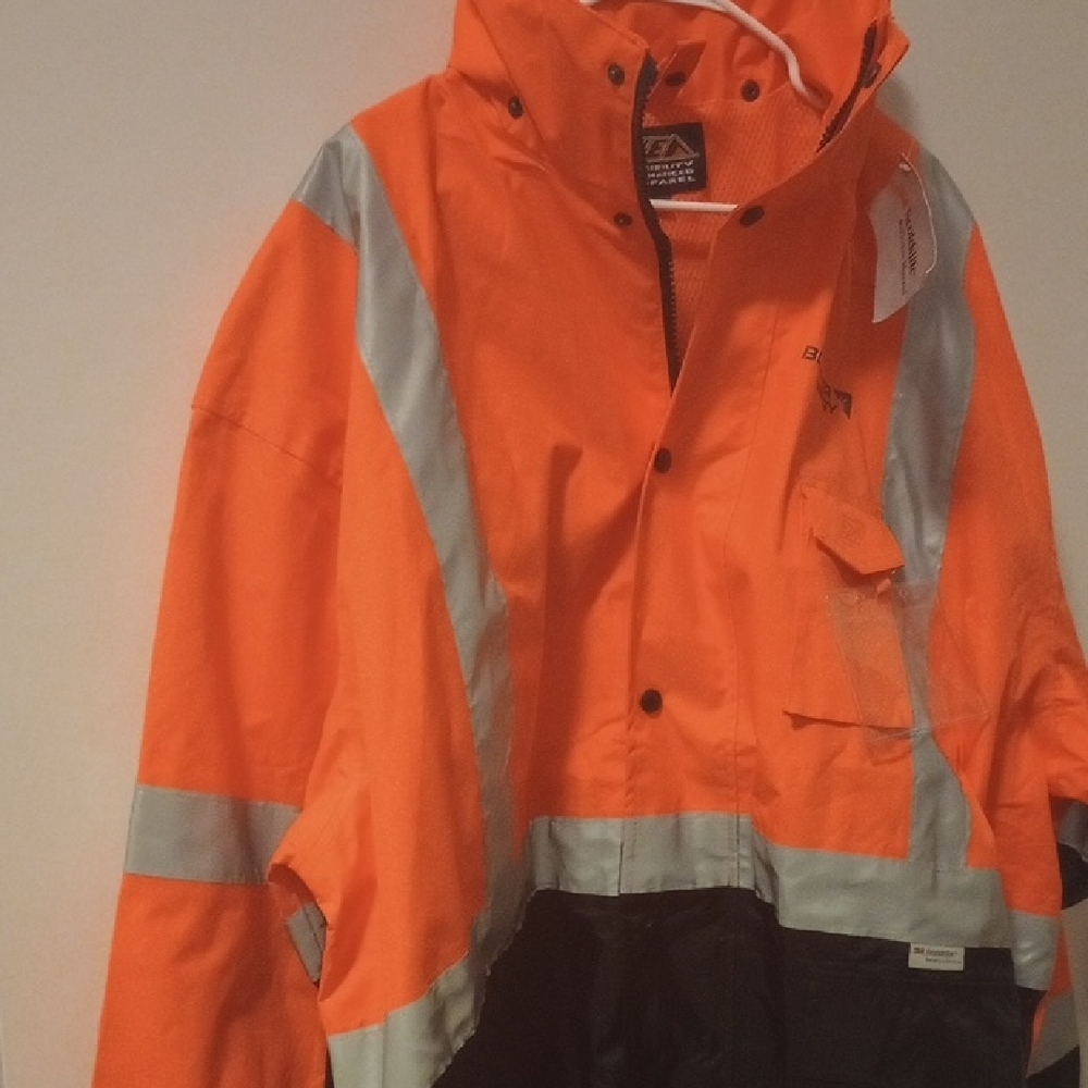 High-Visibility Orange Jacket with Reflective Stripes